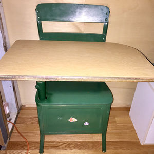 Green Refurbished Vintage School Desk Child Size
